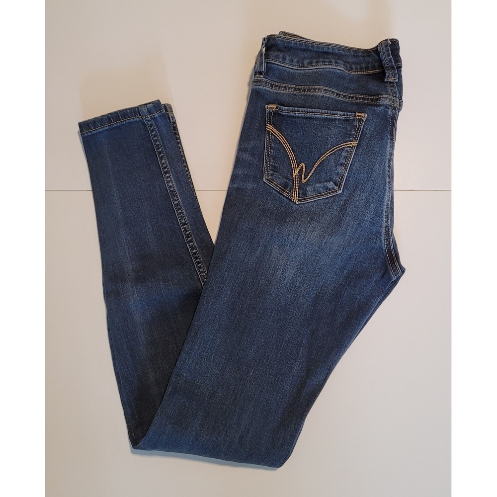 Warehouse One Women's Skinny Jeans Size 26 Reg Distressed Dark Wash Stretch Deni